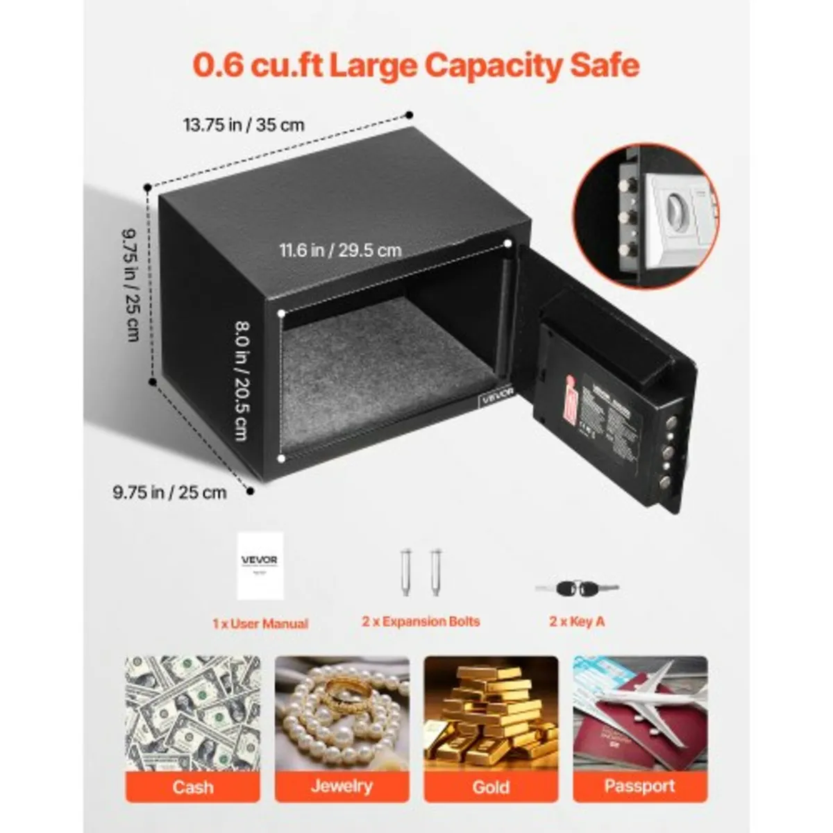 0.6 Cubic Feet Drop Safe, Drop Slot Safe Box with - Image 2