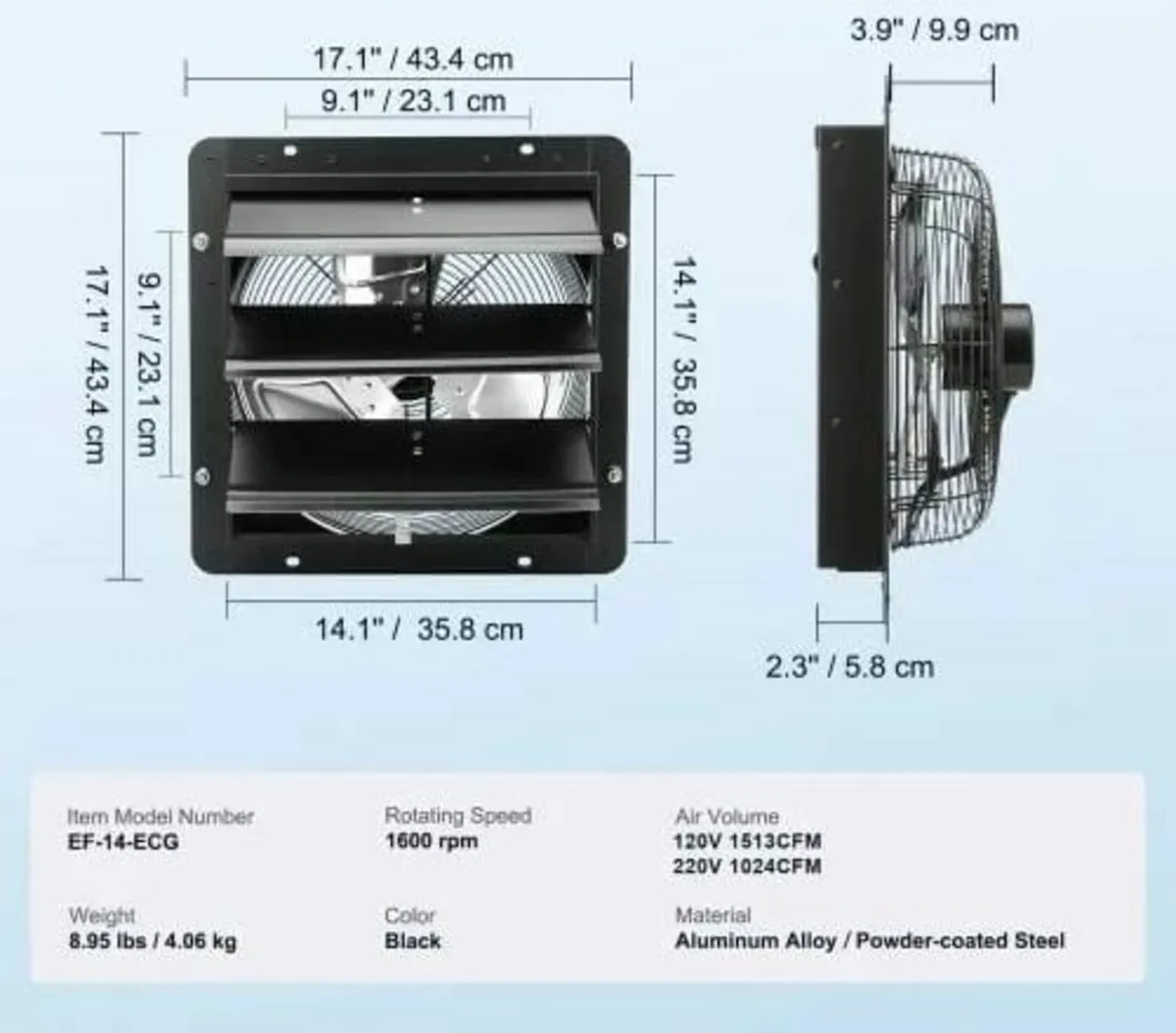 Exhaust Fan, 356 mm with Temperature Humidity Cont - Image 3