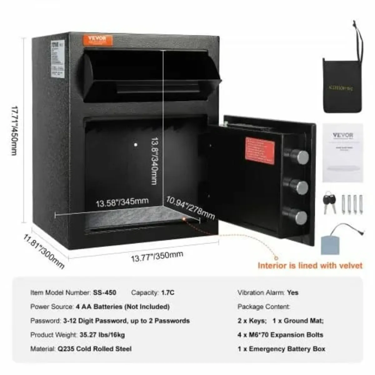 1.7 Cub Depository Safe, Deposit Safe with Drop Sl - Image 4