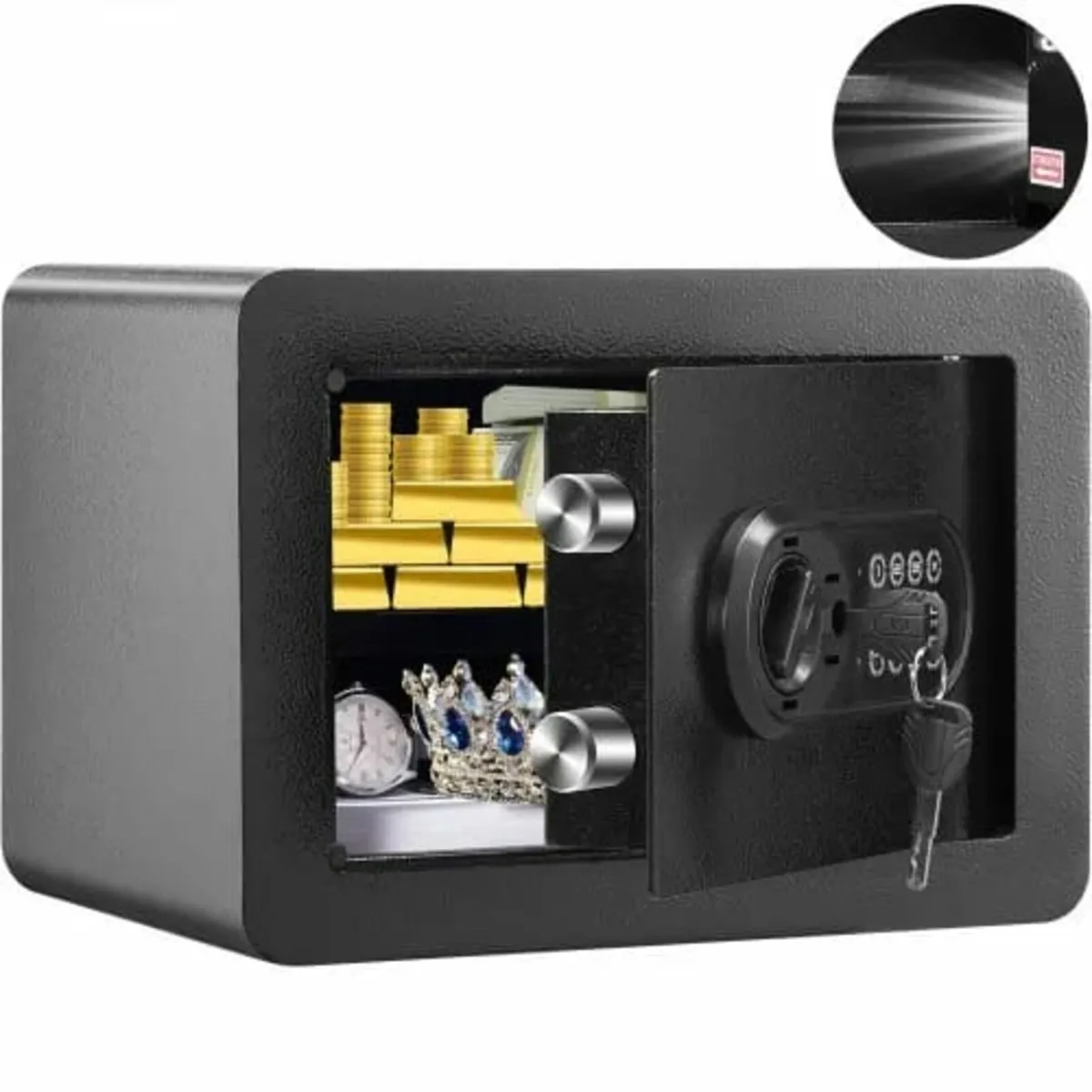 Safe, 14.2 L Home Safe, Steel Security Safe with D - Image 1