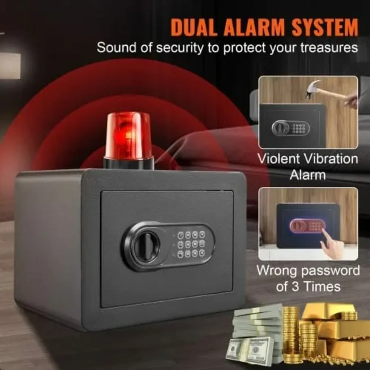 Safe, 14.2 L Home Safe, Steel Security Safe with D - Image 4