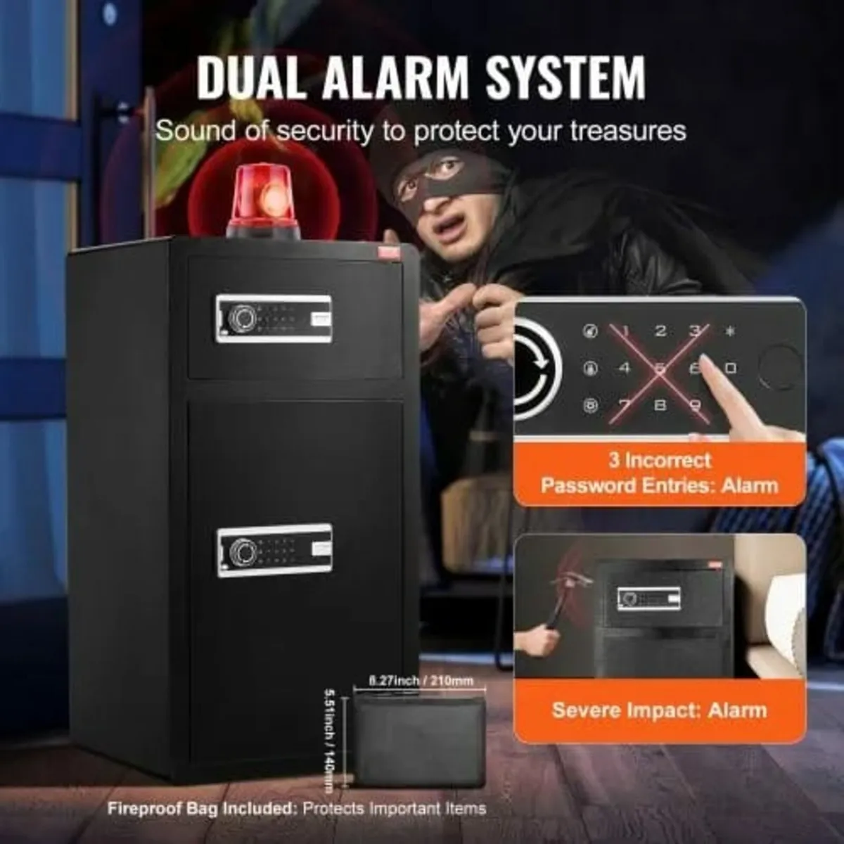 Double Doors 7.2 cu.ft Safe Box with Key Lock & Pa - Image 4