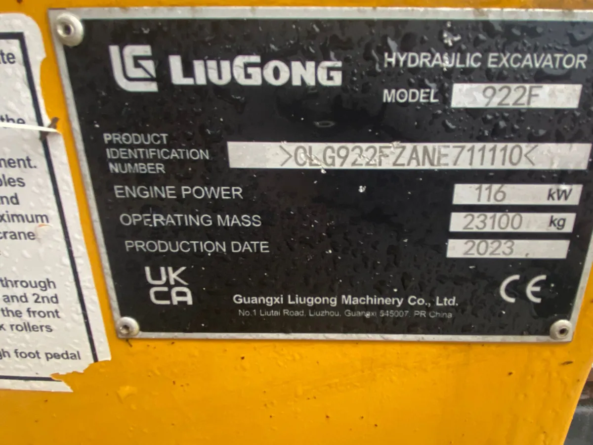 2023 LiuGong 922F Excavator - Image 4