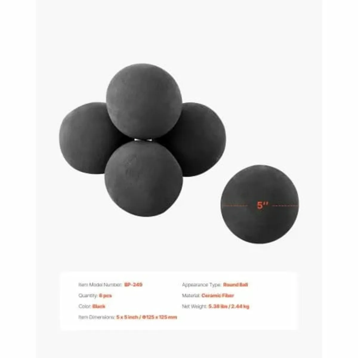 12.5 cm 6 Pcs Ceramic Fire Balls Round Fire Stones - Image 2