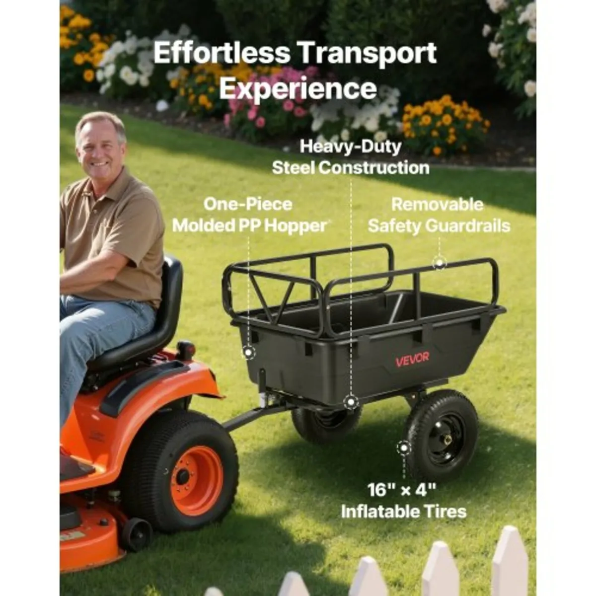 Dump Trailer 500 lbs 10 Cu. Ft Tow Behind Plastic - Image 3