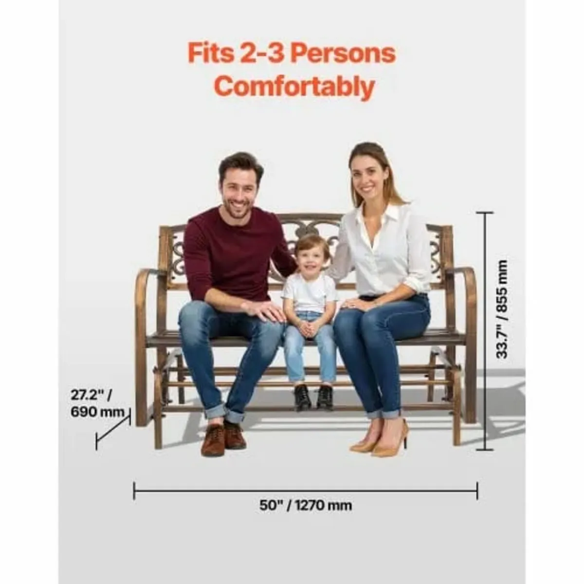 Bench Patio Bench Glider 127 cm Metal Frame Cast I - Image 2