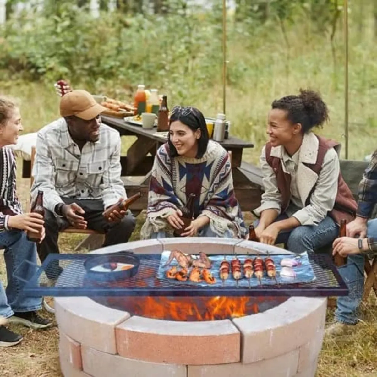 X-Marks Fire Pit Grill Grate, Rectangle Cooking Gr - Image 4