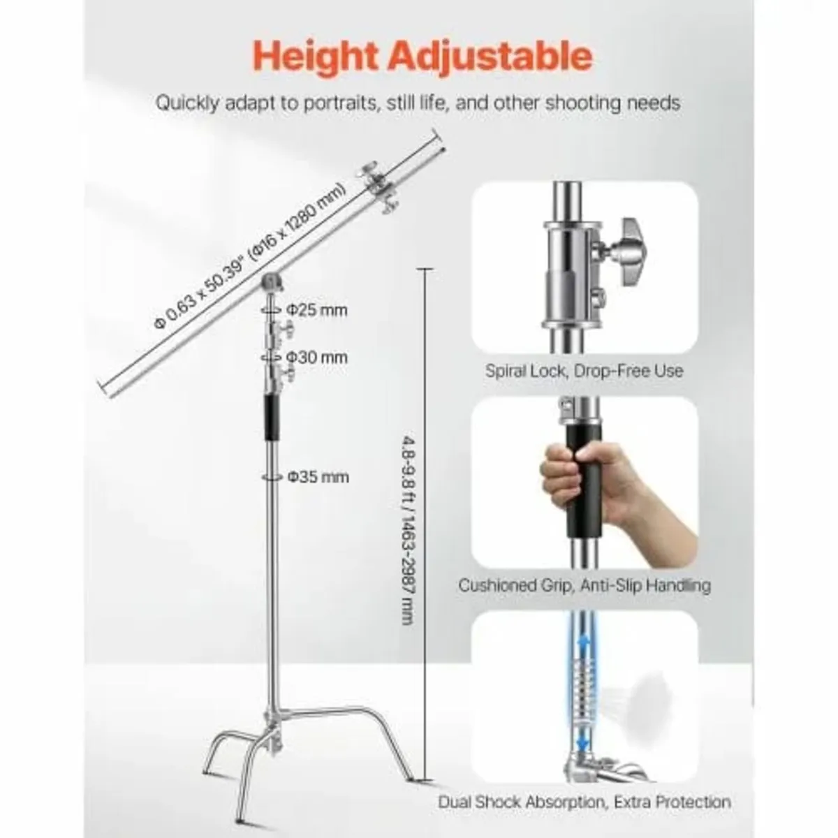 C Stand with Boom Arm Max Height 10.83 ft/330 cm P - Image 4