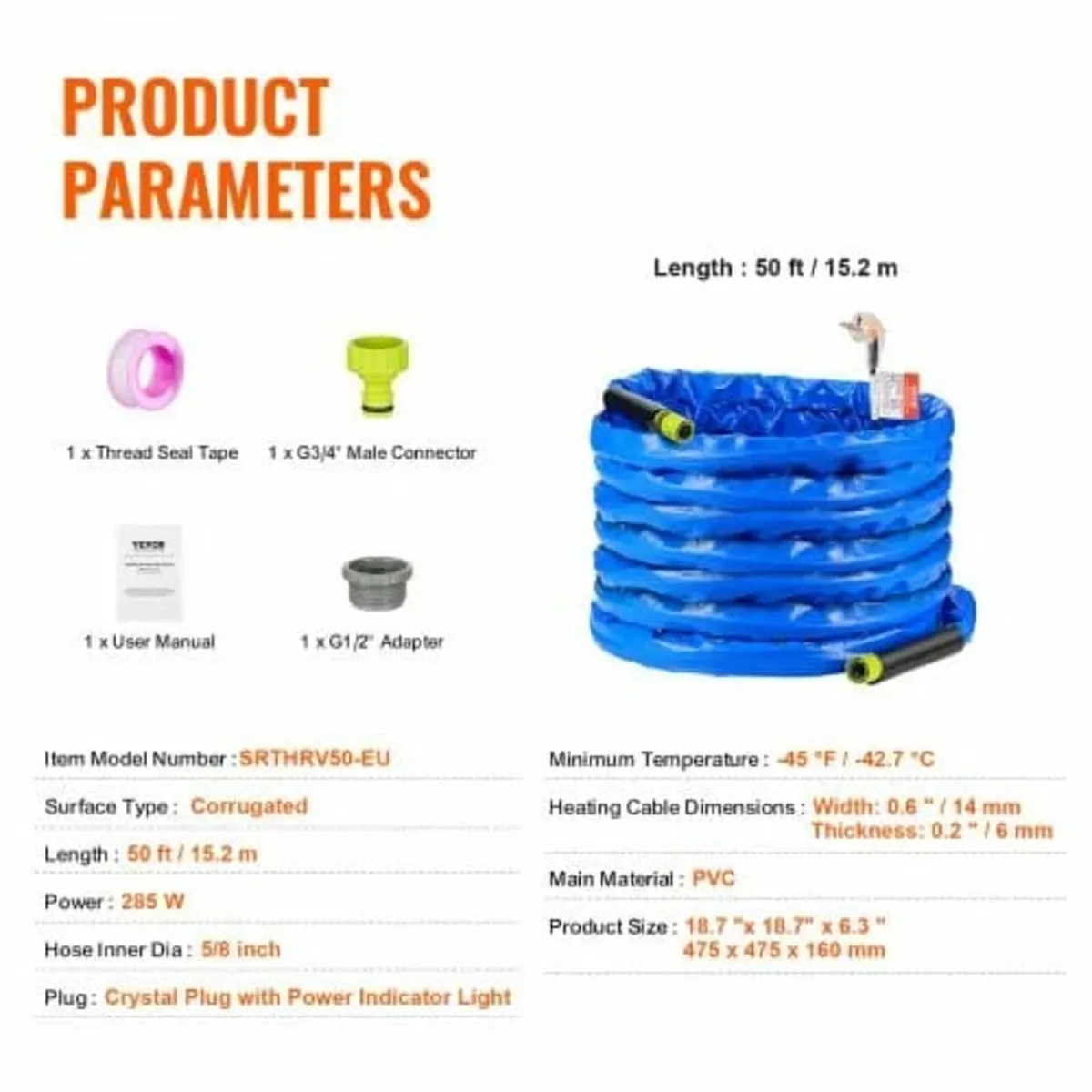 15.24 m Heated Water Hose for RV -45℉ Antifreeze H - Image 4