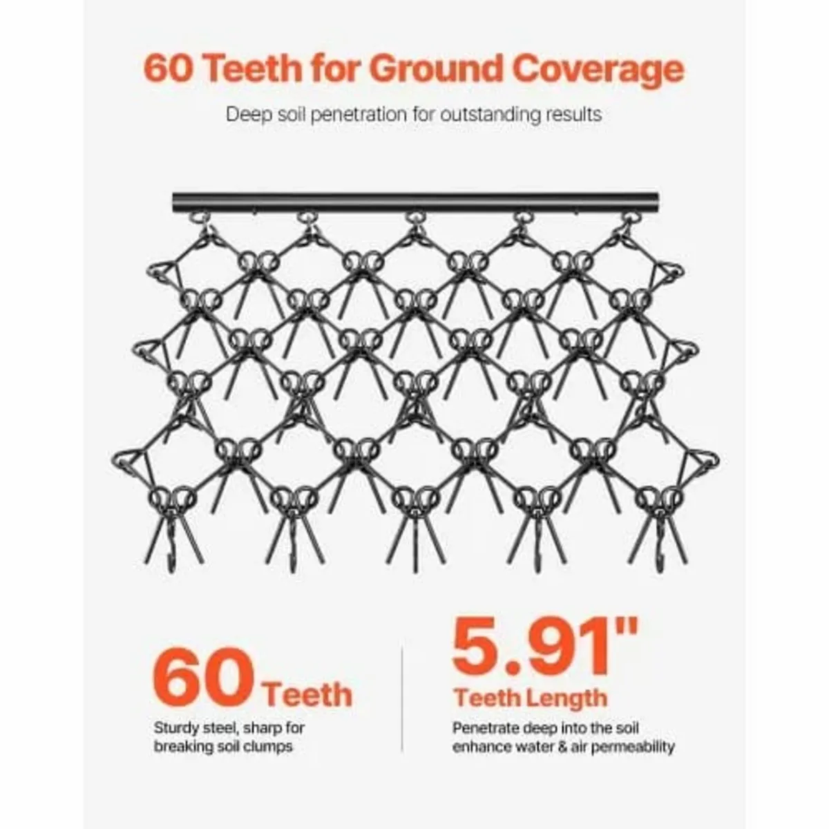 Drag Harrow, 5 x 4.5 ft Durable Chain Harrow with - Image 3