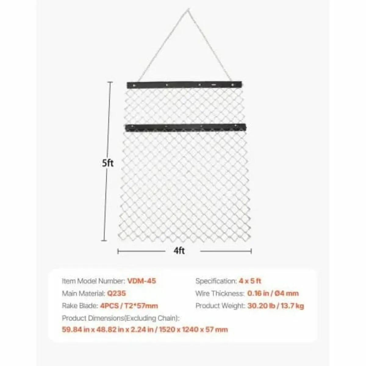 Drag Harrow, 4 x 5 ft Chain Harrow - Made from Q23 - Image 4