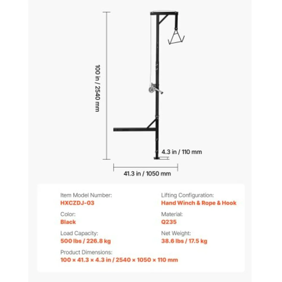 Truck Hitch Game Hoist, 500 lbs Load Capacity, Hun - Image 4