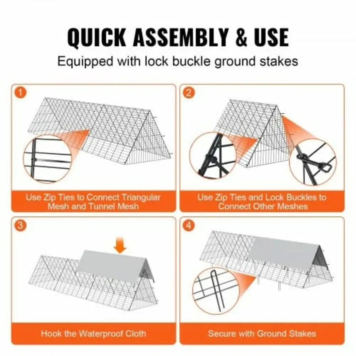Chicken Tunnels, 118.1 x 28 x 24.2 inch (LxWxH) Ch - Image 3