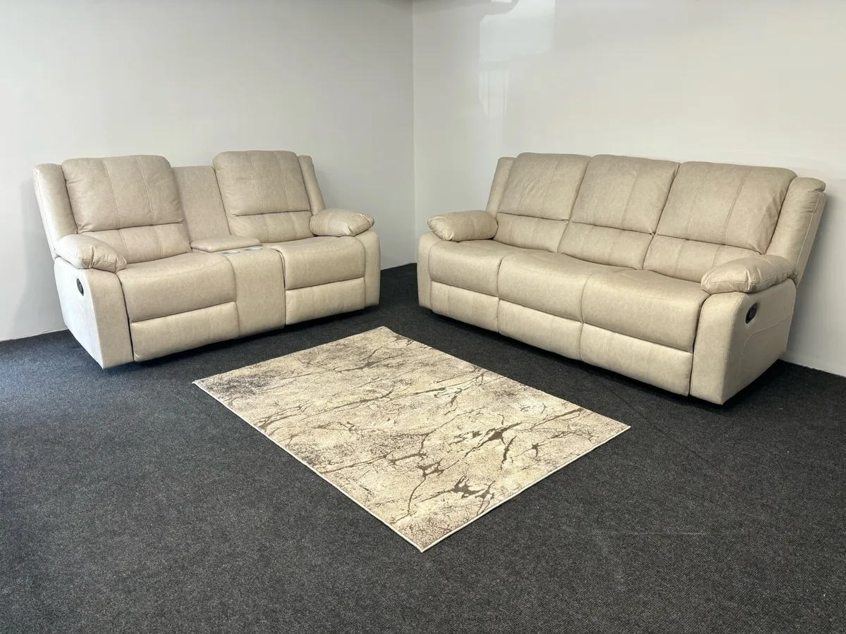 January Sale New 3+2 Cream Recliner Sofas - Image 1