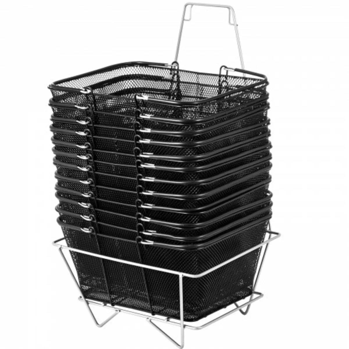 Shopping Baskets with Handles, 12PCS, Black Metal - Image 1