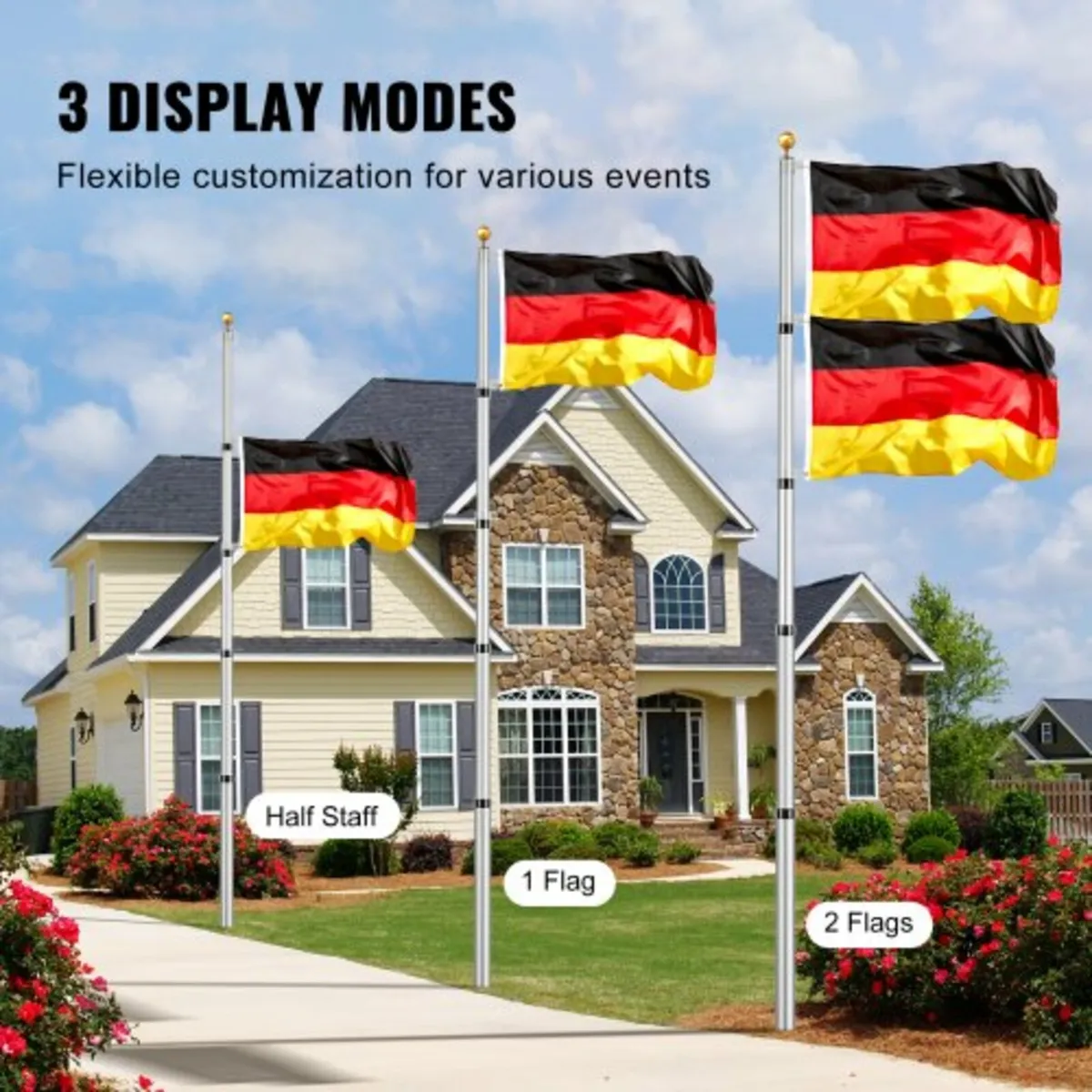 25FT Telescopic Flagpole Kit, Heavy Duty Aluminum - Image 3