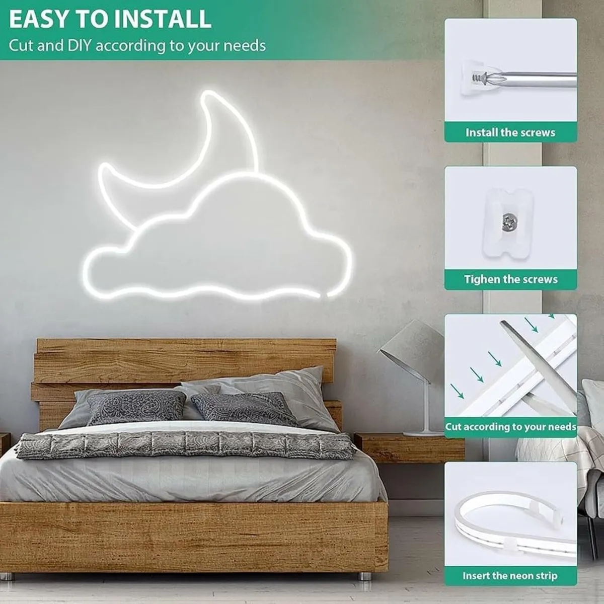 LED Strip Light 20M, White Dimmable Neon Light Str - Image 4