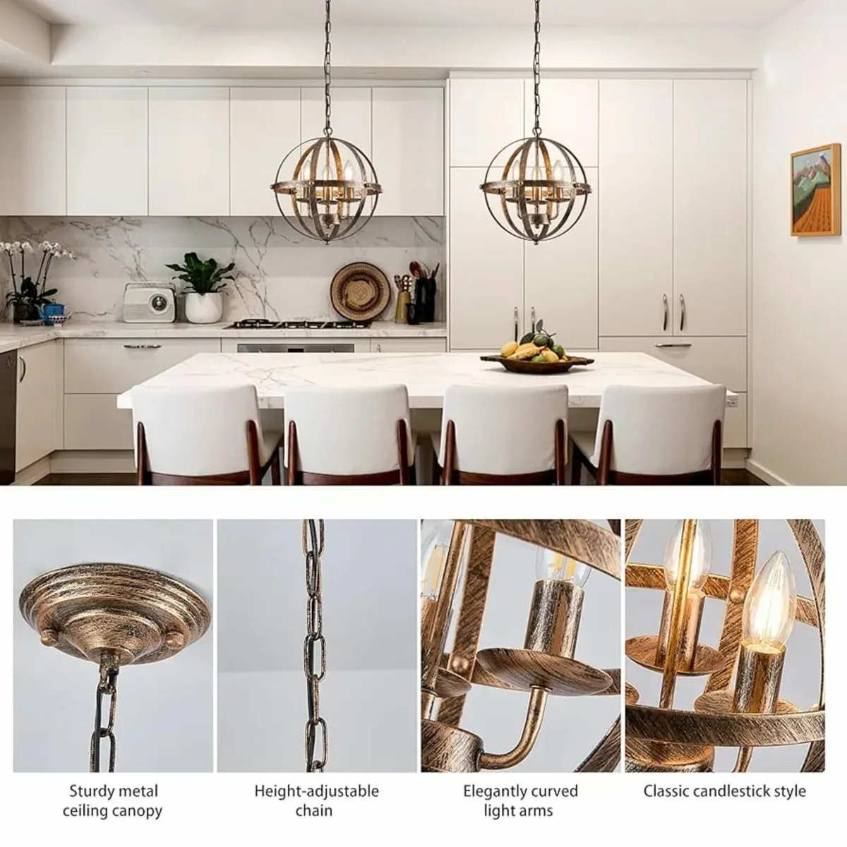 Pendant Light Industrial Globe Farmhouse Lighting - Image 4