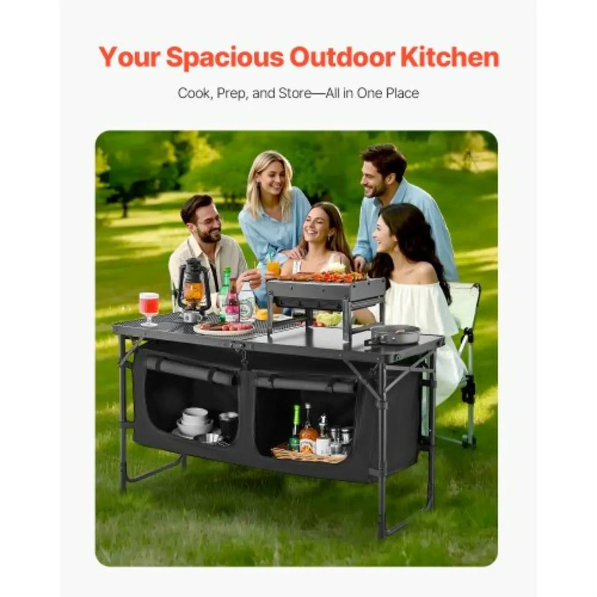 Camping Kitchen Table, Folding Outdoor Cooking Tab - Image 3