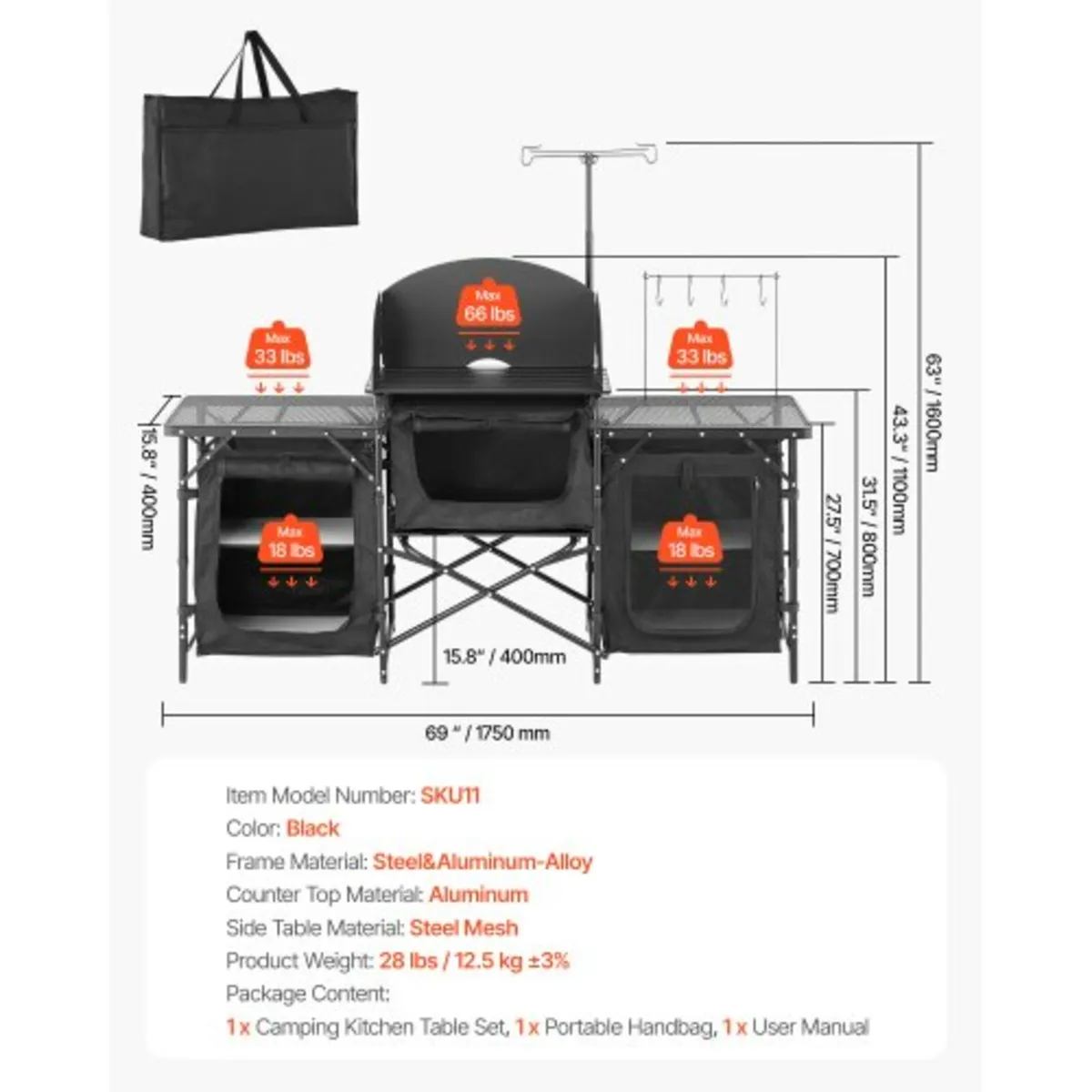 Camping Kitchen Table, Outdoor Camp Cooking Table, - Image 2