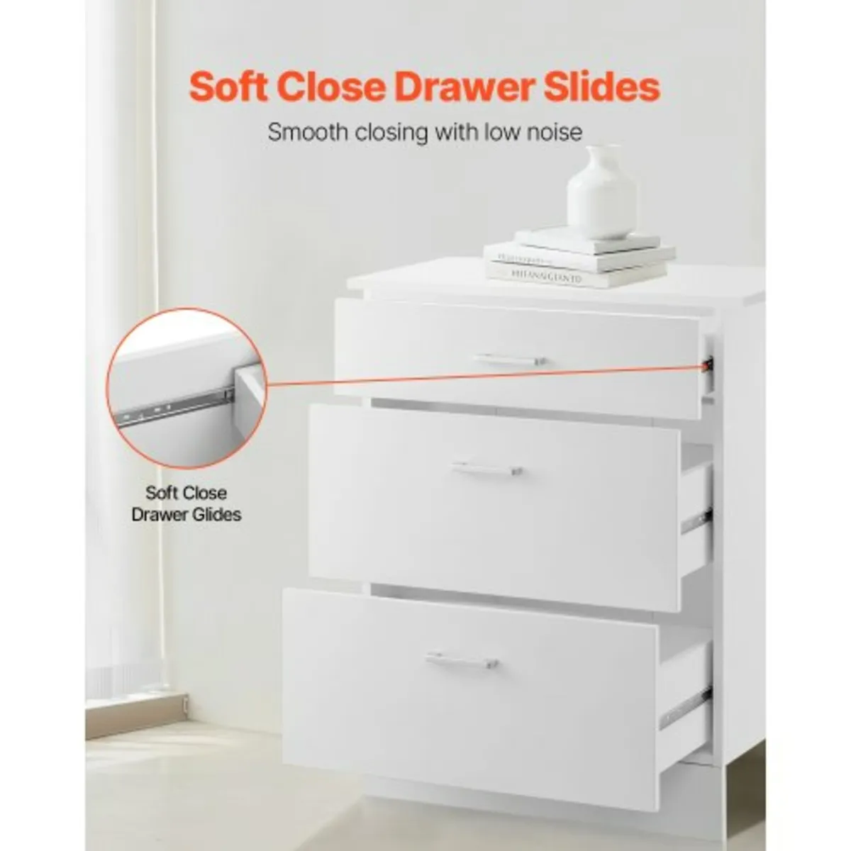 White Shaker Base Cabinet with 3 Drawers, 24-Inch - Image 2