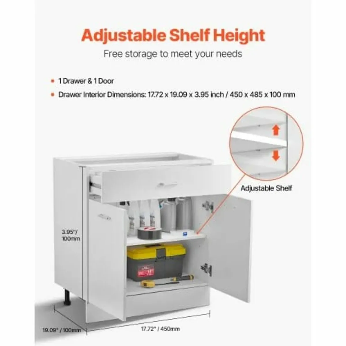 White Shaker Base Cabinet with Drawer, 31-Inch Una - Image 3