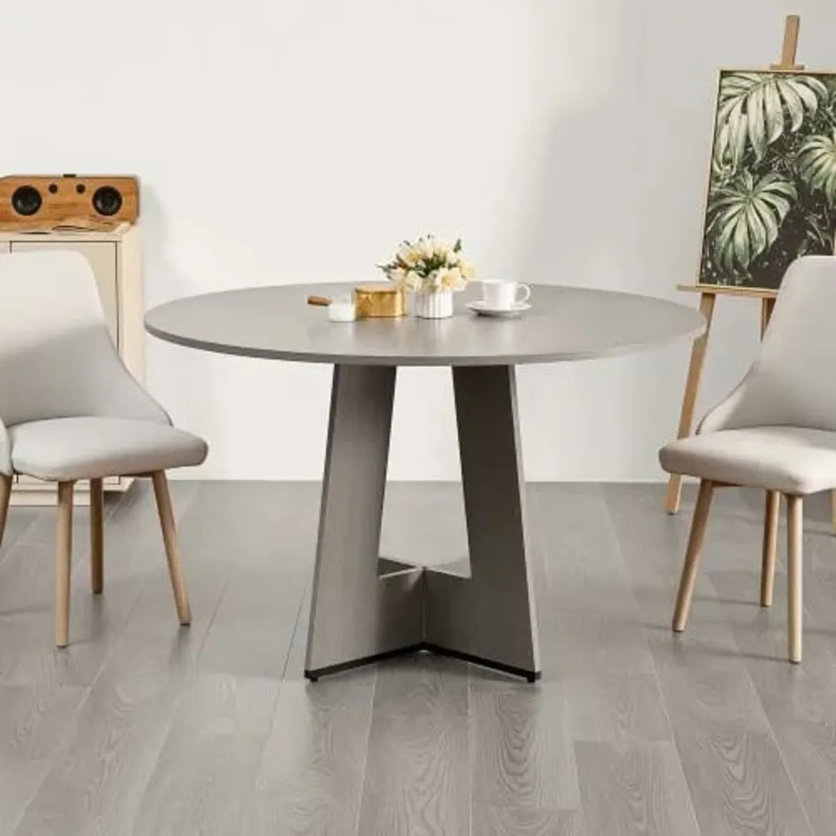 Round Dining Table, 47 inch Wood Table for 4-6 Per - Image 1