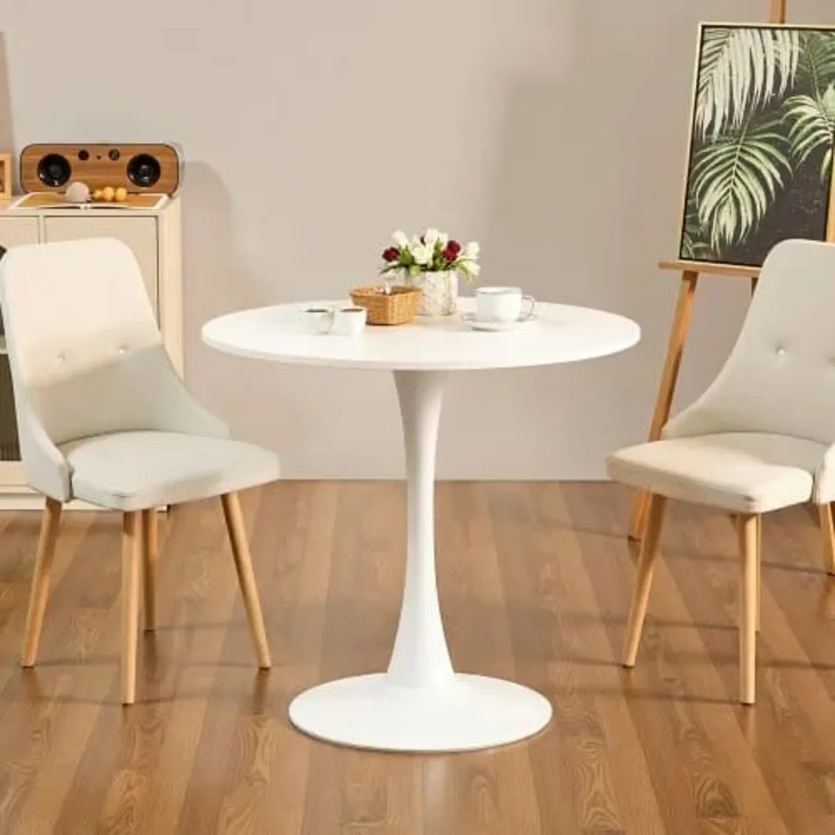 Round Dining Table, 31.5 in Wood Table for 2-4 Per - Image 1