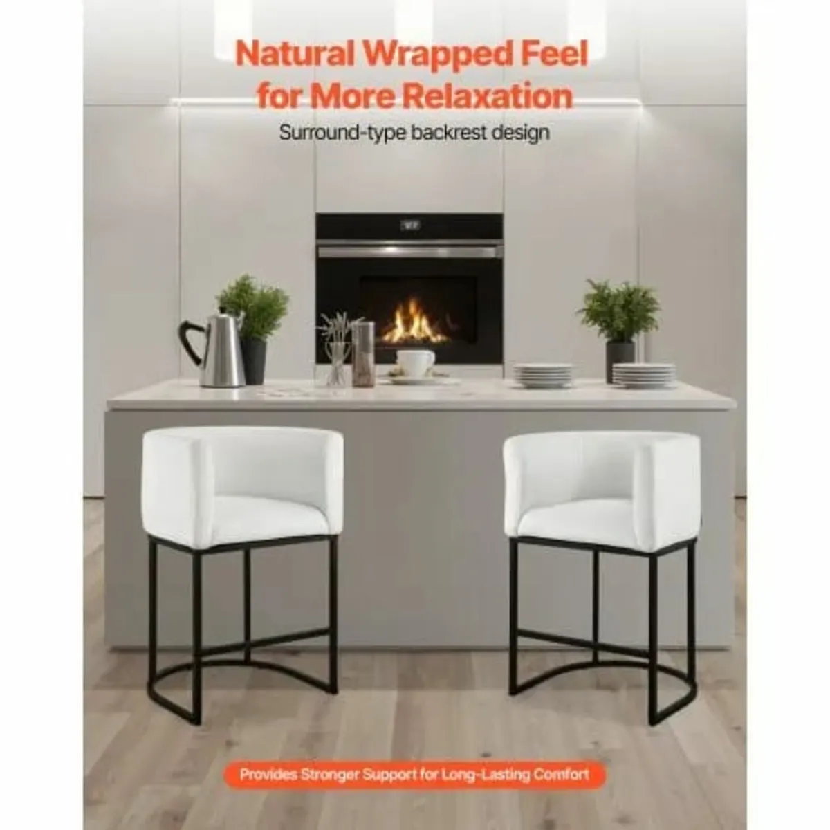 Bar Stool Set of 3, 63cm Counter Height Stools, Co - Image 4