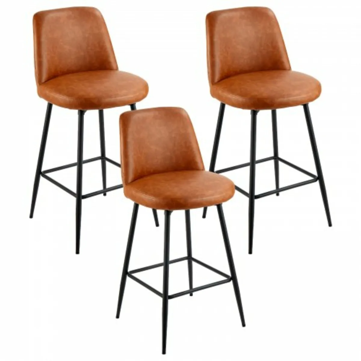 Stool Set of 3, 69cm Counter Height Swivel Stools, - Image 1
