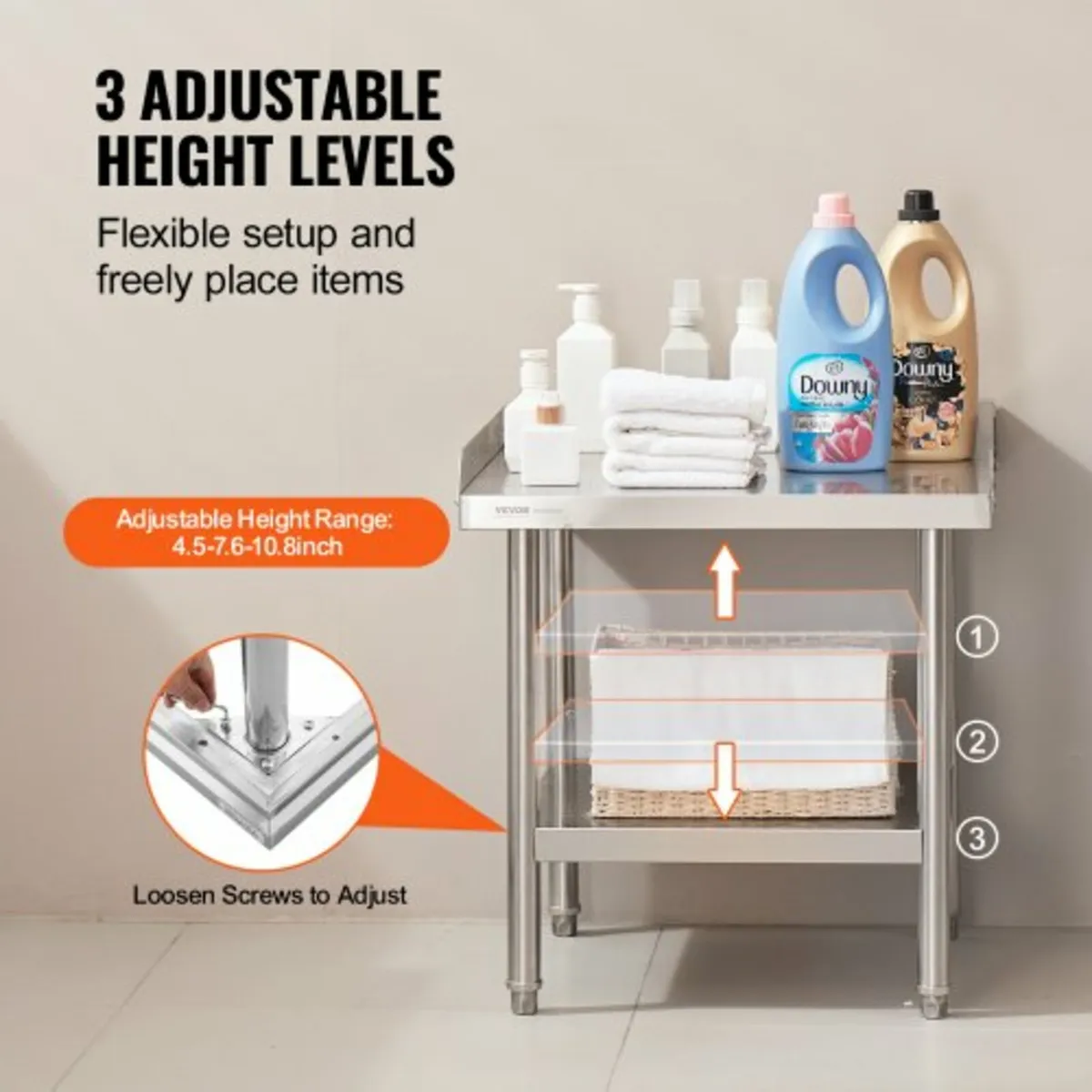 Stainless Steel Work Table, 24 x 24 x 26 Inch Comm - Image 2