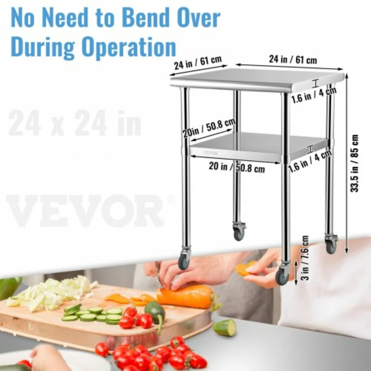 Stainless Steel Prep Table, 61 x 61 x 91 cm, 272 k - Image 3