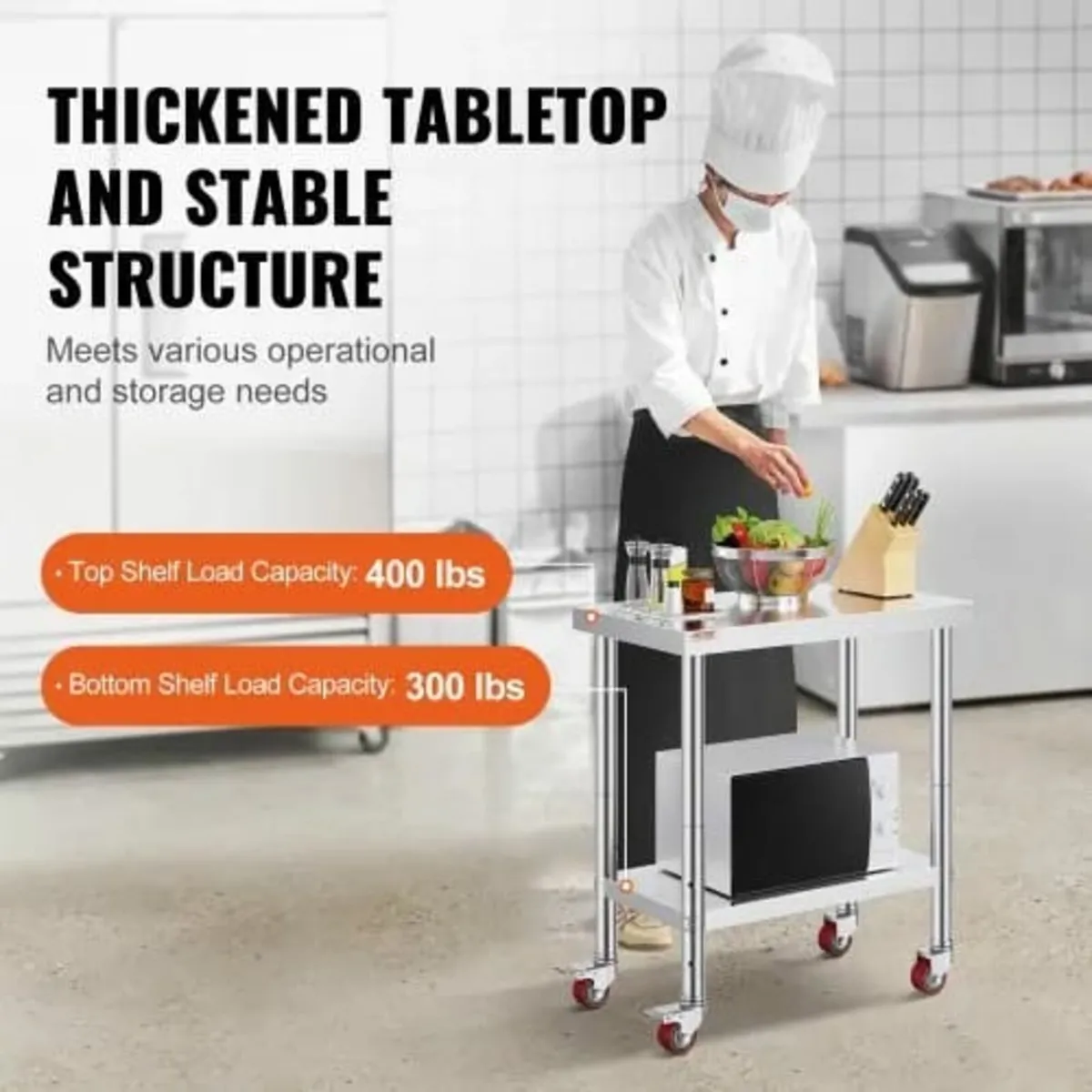 Catering Work Table 30x18 Inch Commercial Kitchen - Image 2