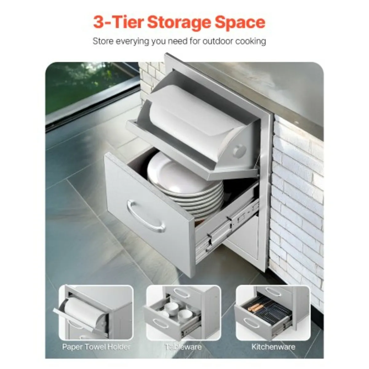 Outdoor Kitchen Drawers, 16.5"W x 29"H x 20.5"D Tr - Image 2