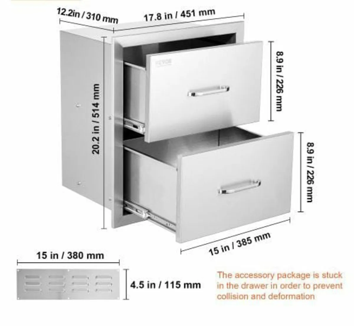 Outdoor Kitchen Drawers 18W x 20.6H x 12.7D Inch, - Image 3
