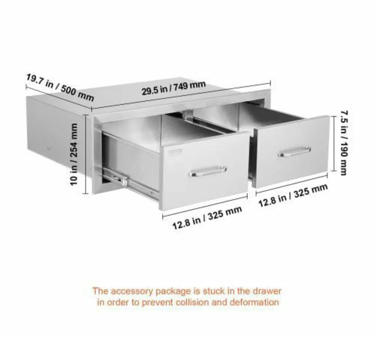 75*25cm Bbq Drawer Double Horizontal Drawers Durab - Image 2