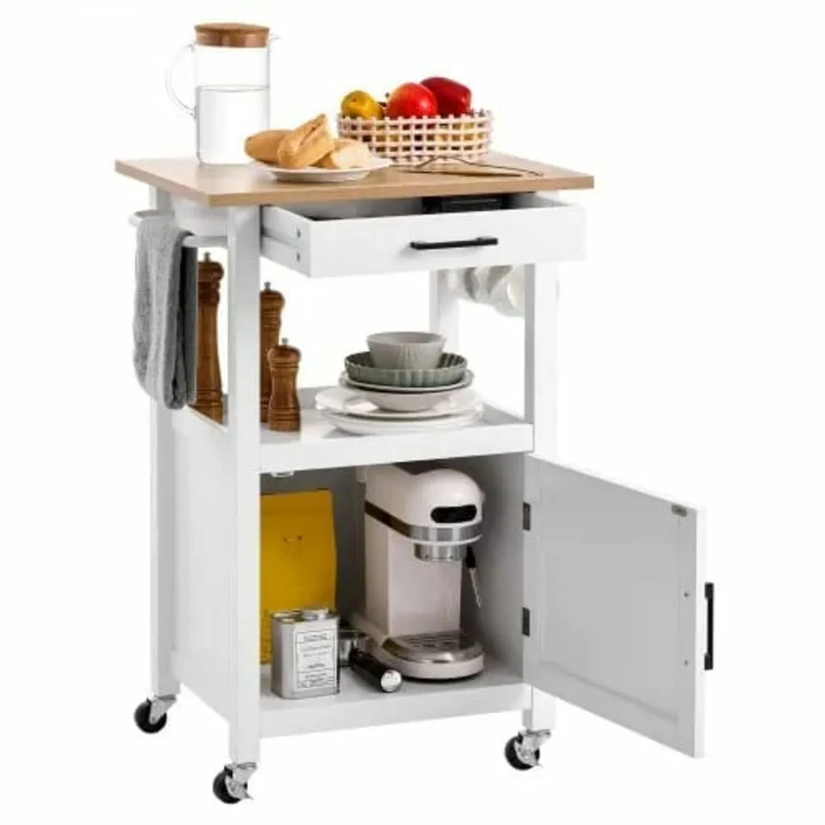 Kitchen Island Cart with Single Door Cabinet, Mobi - Image 1
