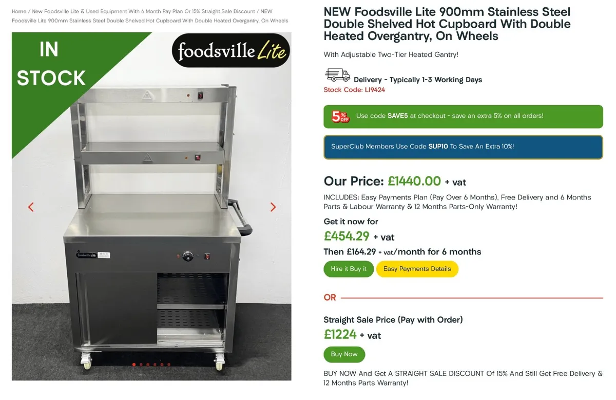 Hotcupboard & double heated overgantry, on wheels - Image 3