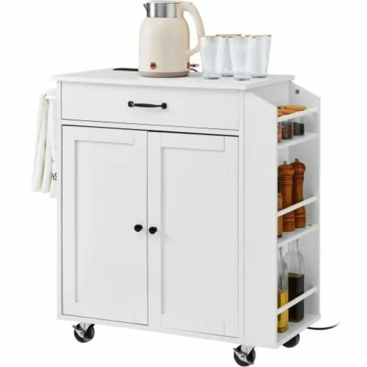 Kitchen Island Cart, 32" Mobile Carts with Storage - Image 1