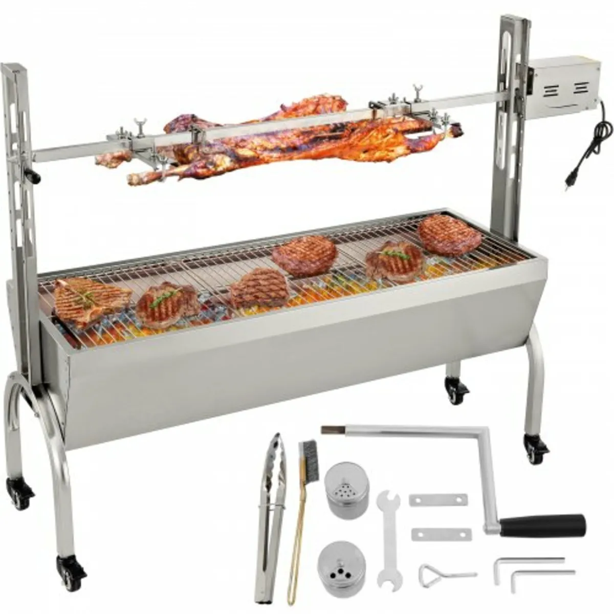 Rotisserie Grill, 132lbs Stainless Steel BBQ Pig L - Image 1