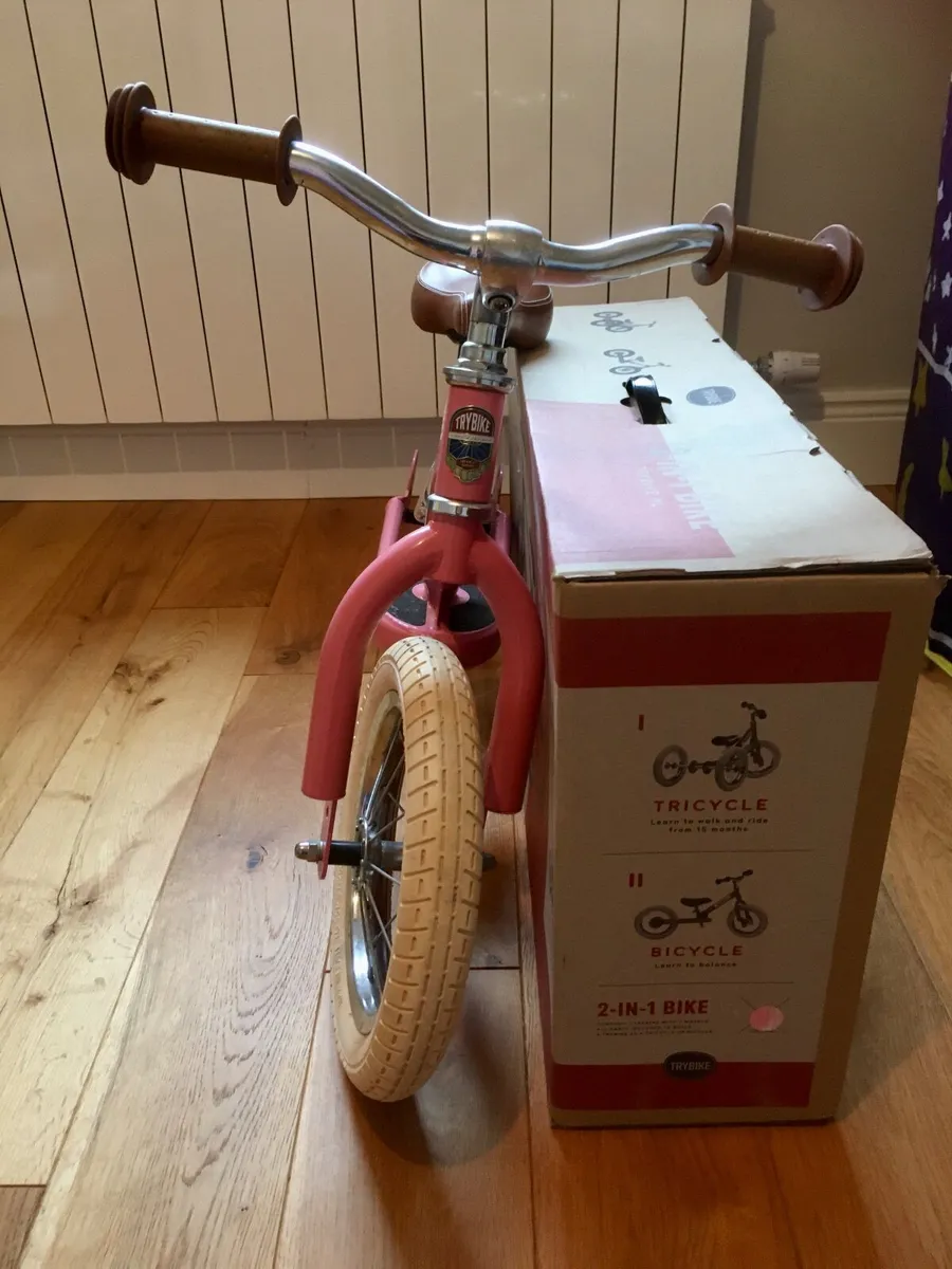 Trybike 2 in 1 Balance Bike Vintage Pink - Image 2