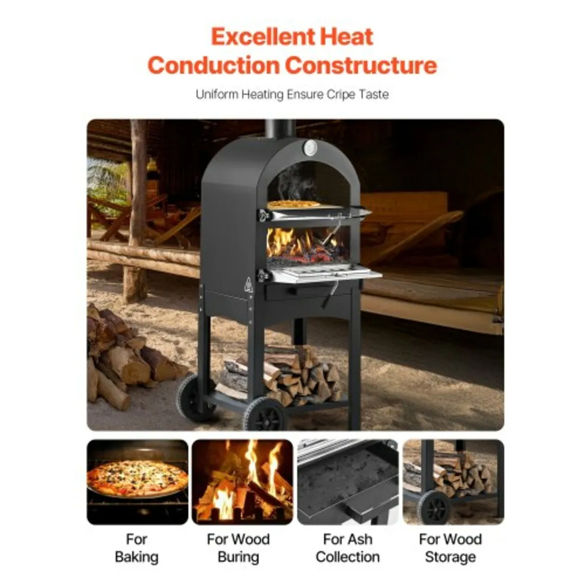 Outdoor Pizza Oven, 12" Pellet Fire Ovens, 2-Layer - Image 2