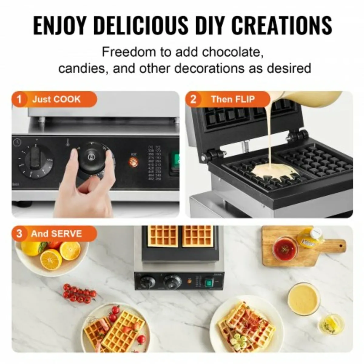 Commercial Waffle Maker, 2PCS Rectangle Waffle Bak - Image 4