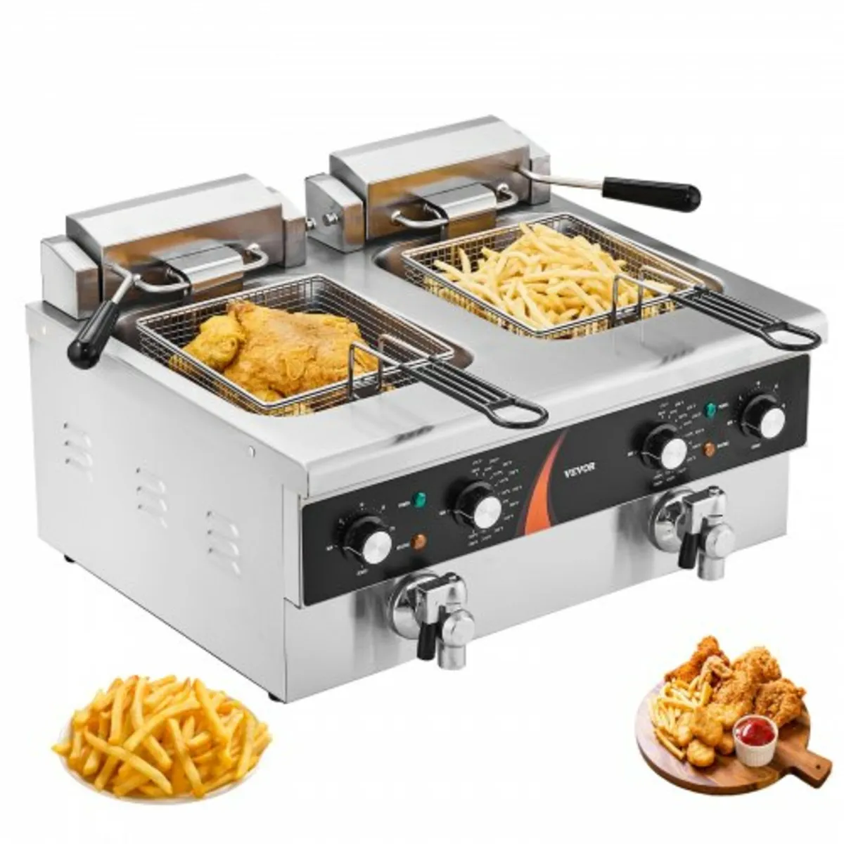 Commercial Deep Fryer, Dual Tank 3500W Electric Co - Image 1