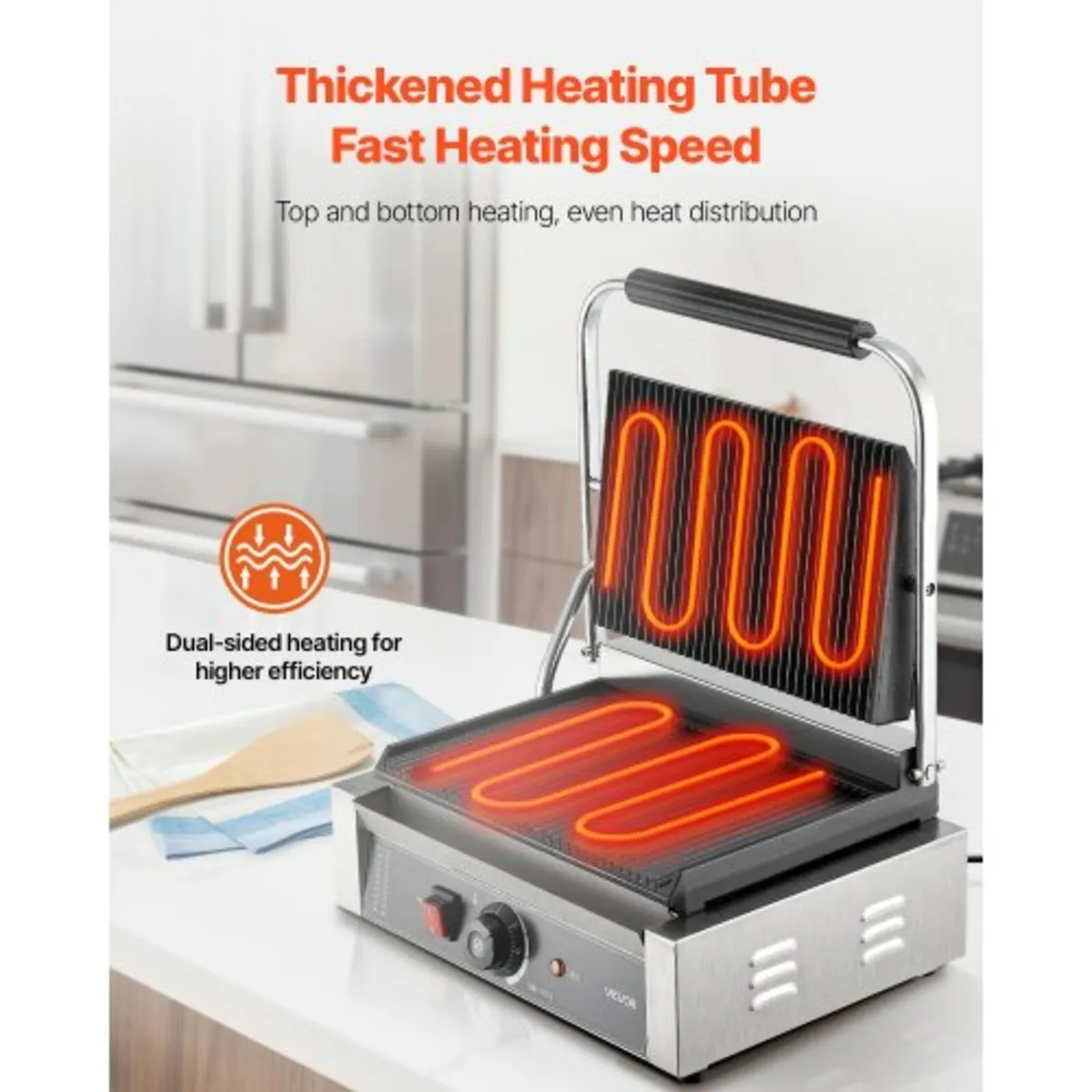 Commercial Panini Grill, 3600W Electric Sandwich P - Image 4