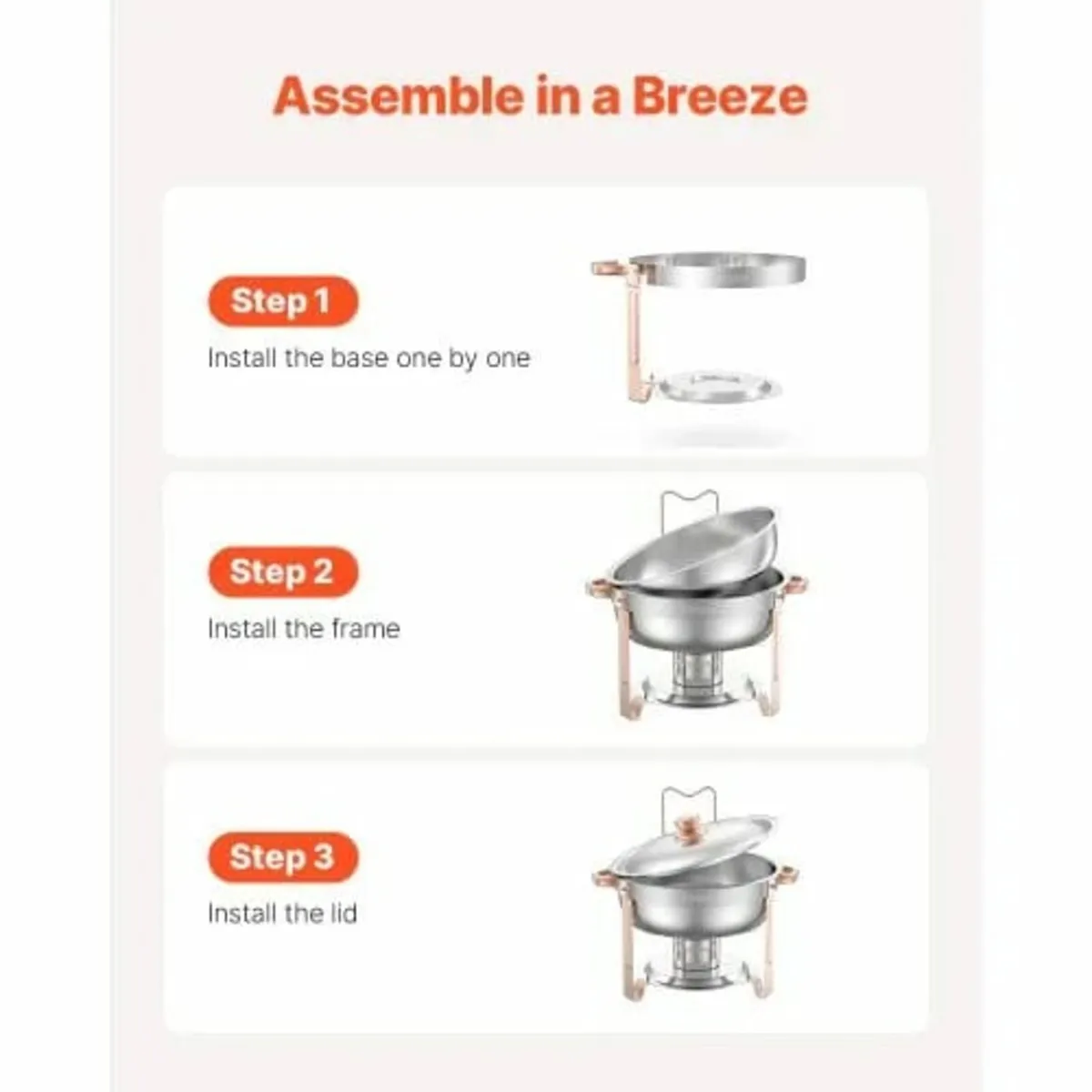 Chafing Dish Buffet Set, 5 Qt 4 Pack, Stainless St - Image 4