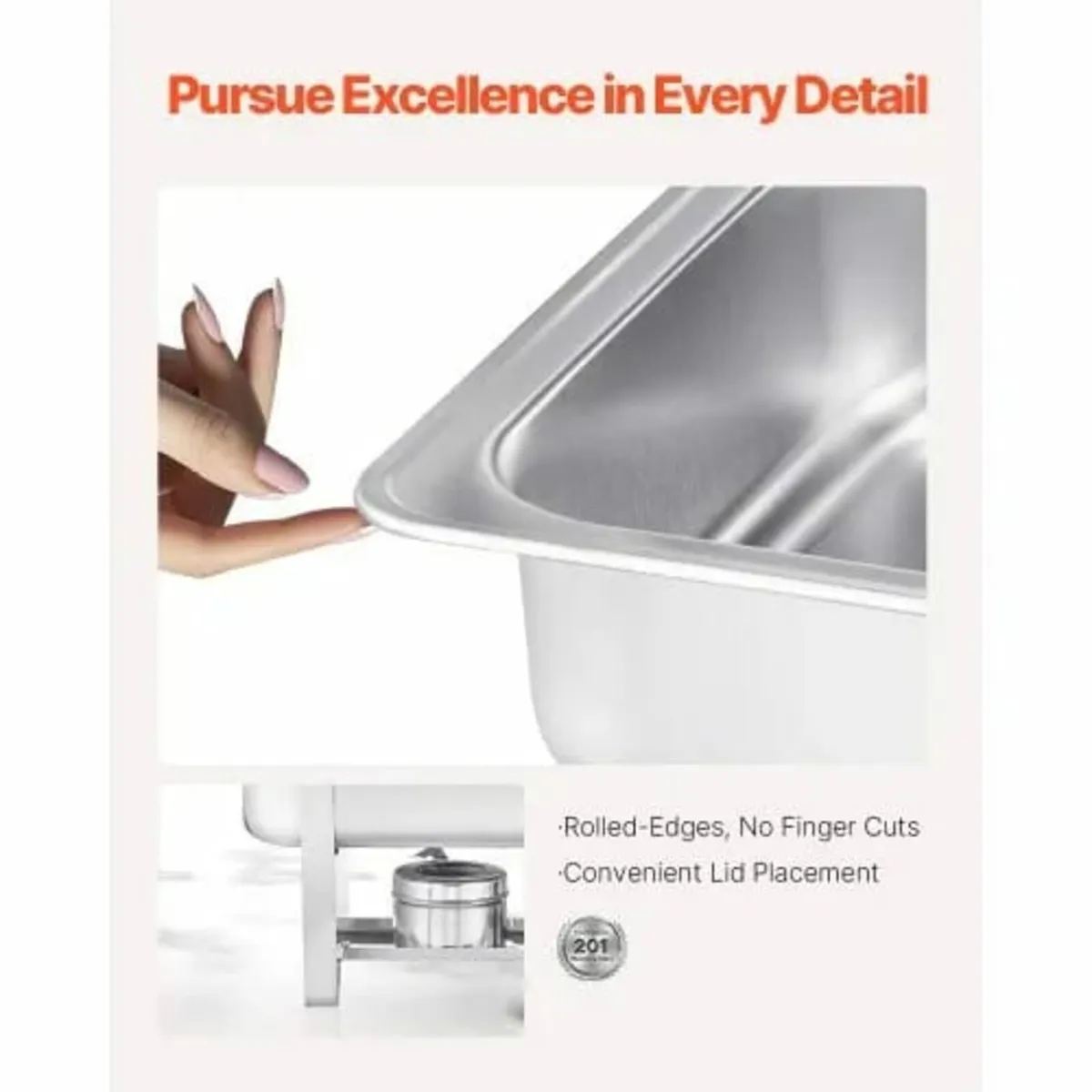 Chafing Dish Buffet Set, 8 Qt 6 Pack, Stainless St - Image 2