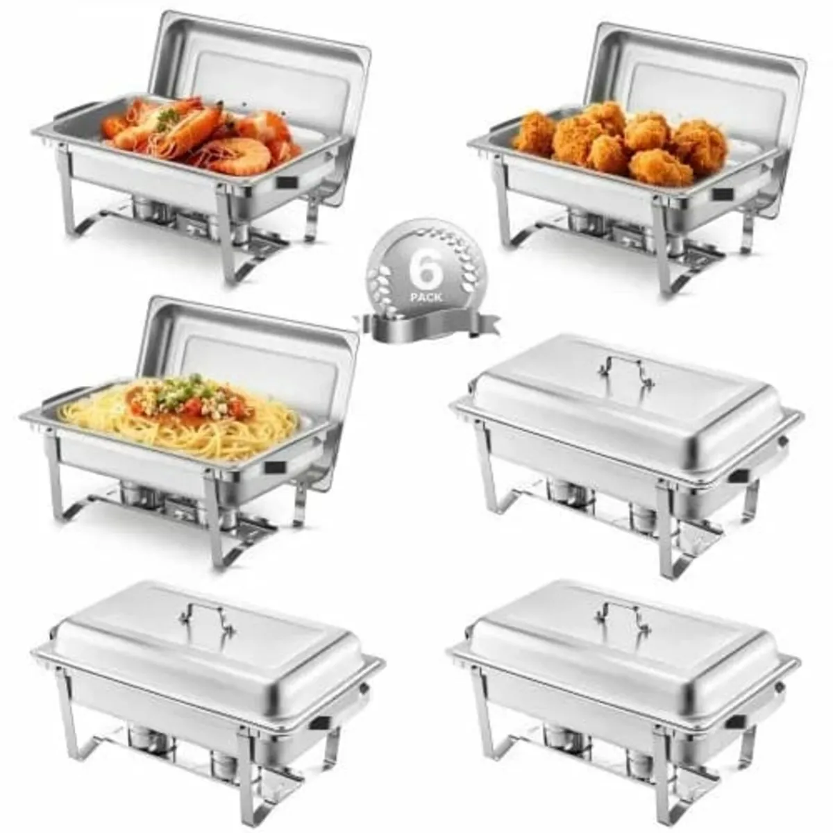Chafing Dish Buffet Set, 8 Qt 6 Pack, Stainless St - Image 1