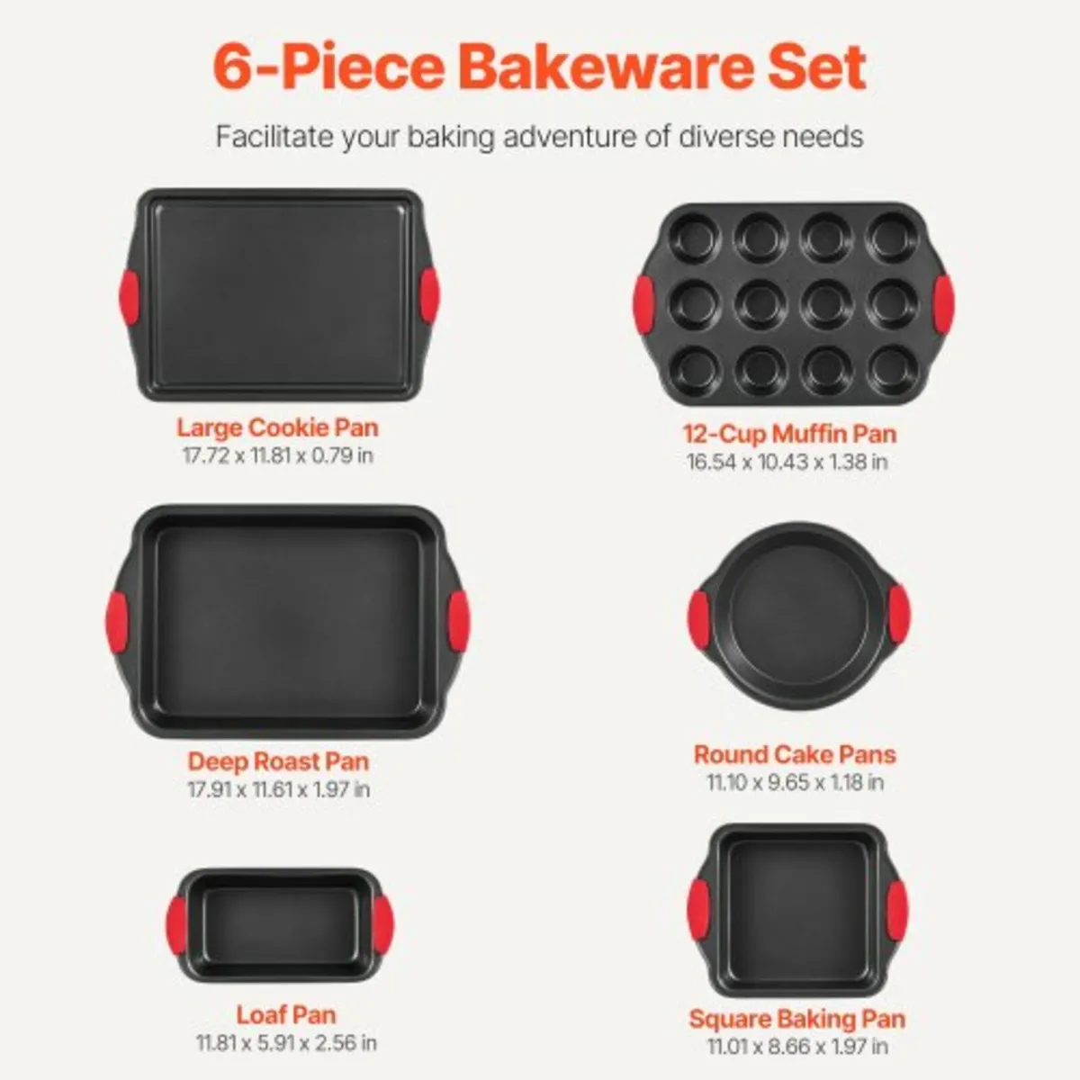 Baking Pans Set, 6-Piece, Nonstick Carbon Steel Co - Image 2