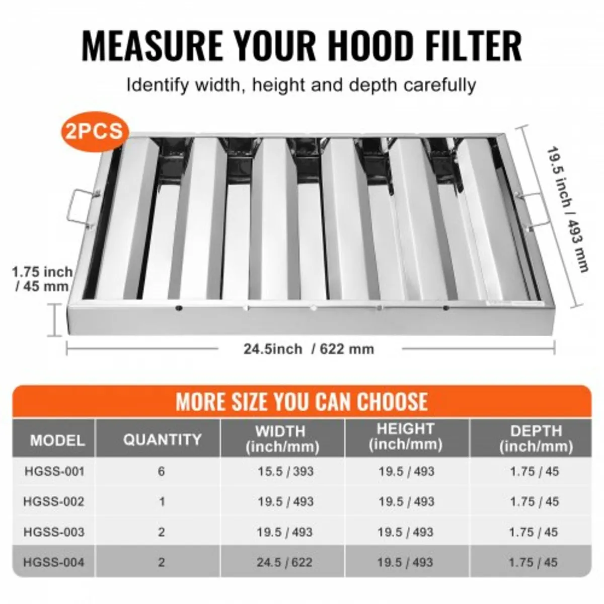 Commercial Hood Filter, 24.5W x 19.5H Inch Range H - Image 2
